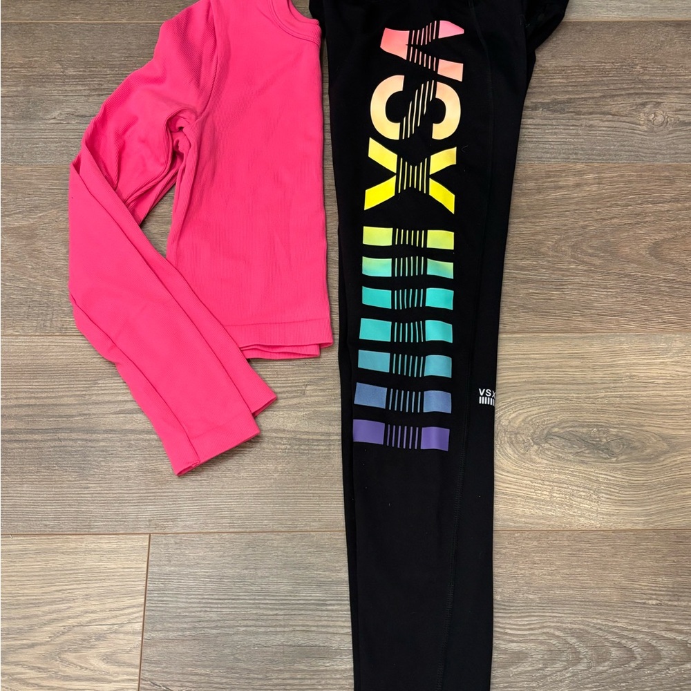 VSX Black Leggings with Multicolor Rainbow Logo